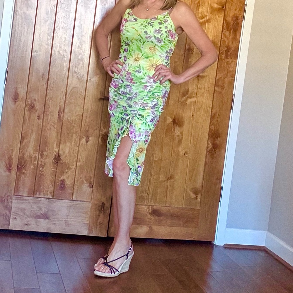 Spring Green Floral Dress NWOT